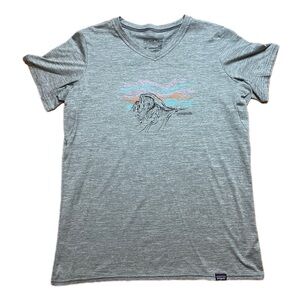Grey Patagonia El Captain Yosemite Graphic V-neck Tee Small Base Layer